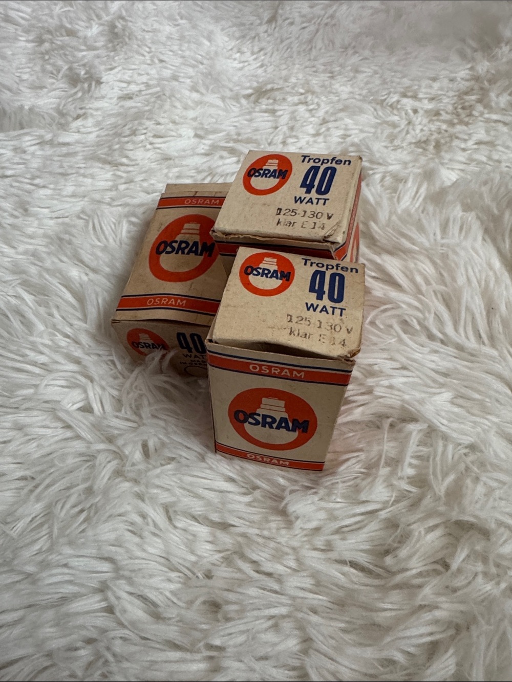 (3) 40 Watt Light Bulb - Vintage -Boxed (Orange/White)